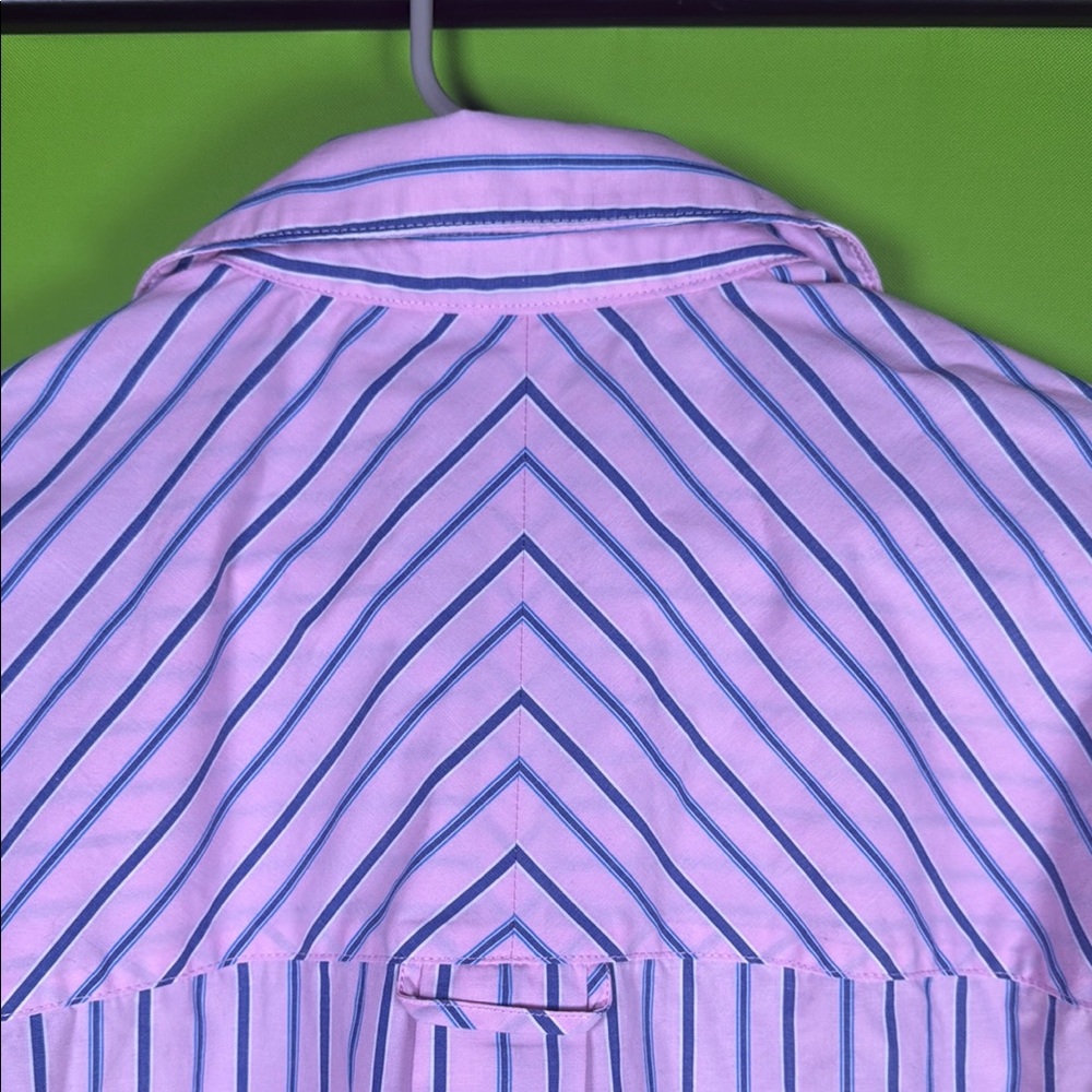Elegant Pink and Blue Striped Midi blouse - Picture 6 of 12